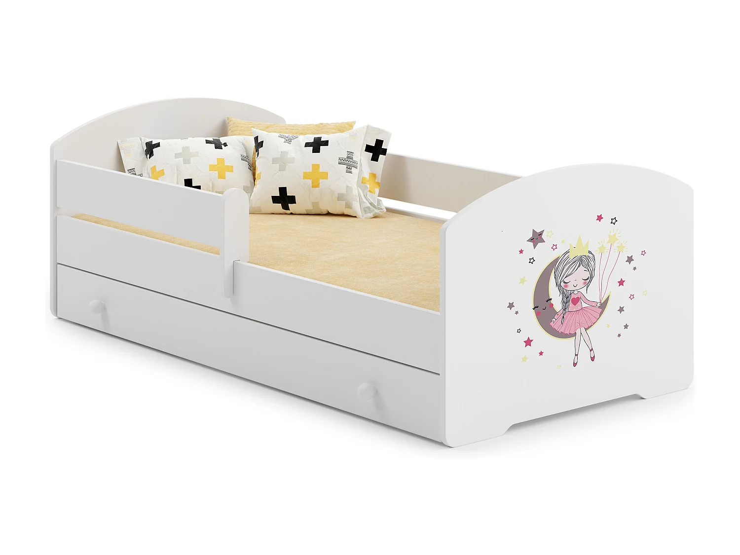 Cama de criança 140 x 70 com gaveta, colchão e estrado incluídos Kobi Luk Sleeping Princess