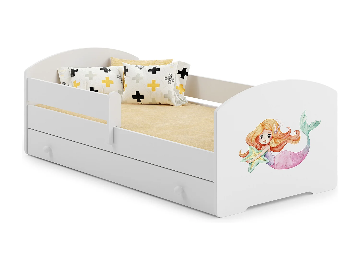 Cama de criança 160 x 80 com gaveta, colchão e estrado incluídos Kobi Luk Mermaid