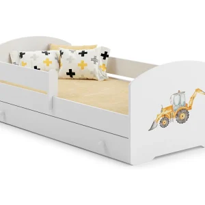 Cama de criança 140 x 70 com gaveta, colchão e estrado incluídos Kobi Luk Excavator