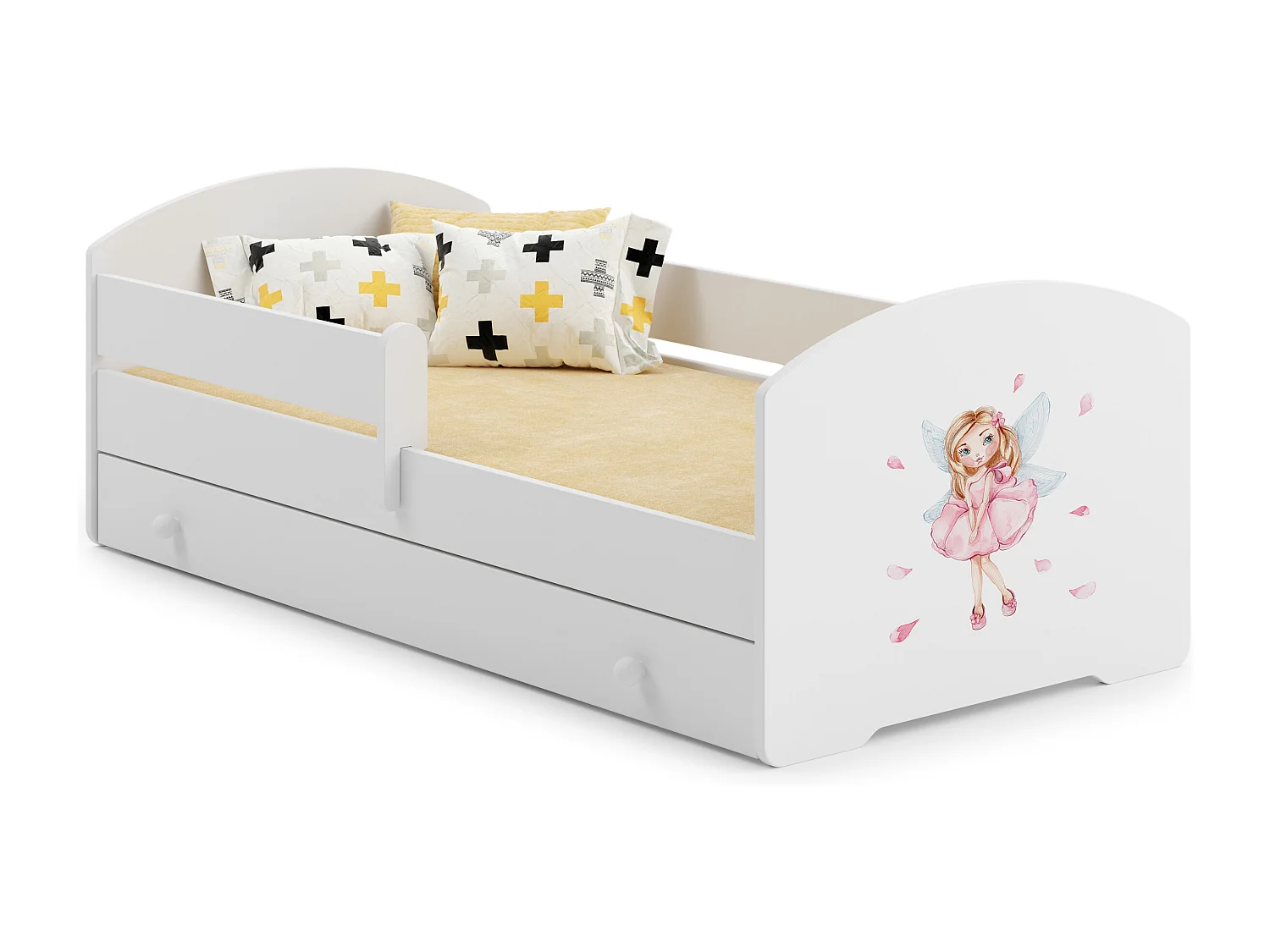 Cama de criança 140 x 70 com gaveta, colchão e estrado incluídos Kobi Luk Girl with wings
