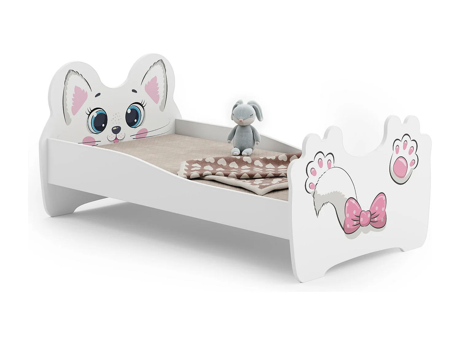 Cama de criança com colchão e estrado incluídos 140 x 70 Kobi Pink Cat