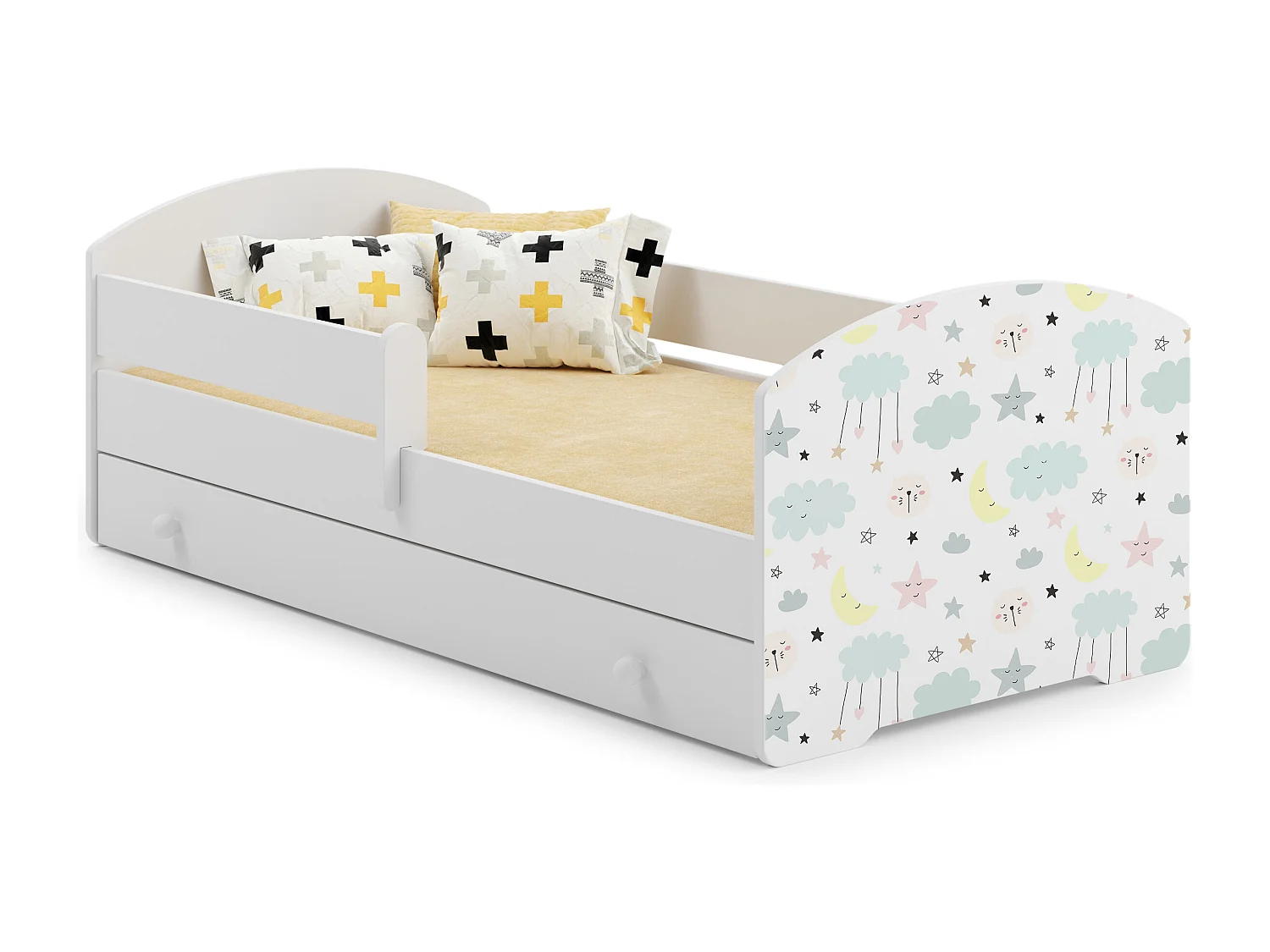 Cama de criança 160 x 80 com gaveta, colchão e estrado incluídos Kobi Luk Stars