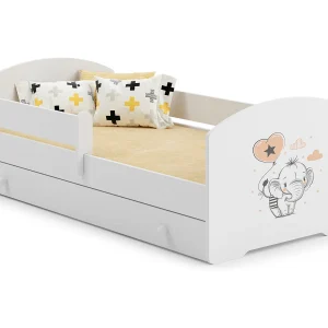 Cama de criança 160 x 80 com gaveta, colchão e estrado incluídos Kobi Luk Elephant Cama de criança 160 x 80 com gaveta, colchão e estrado incluídos Kobi Luk Elephant