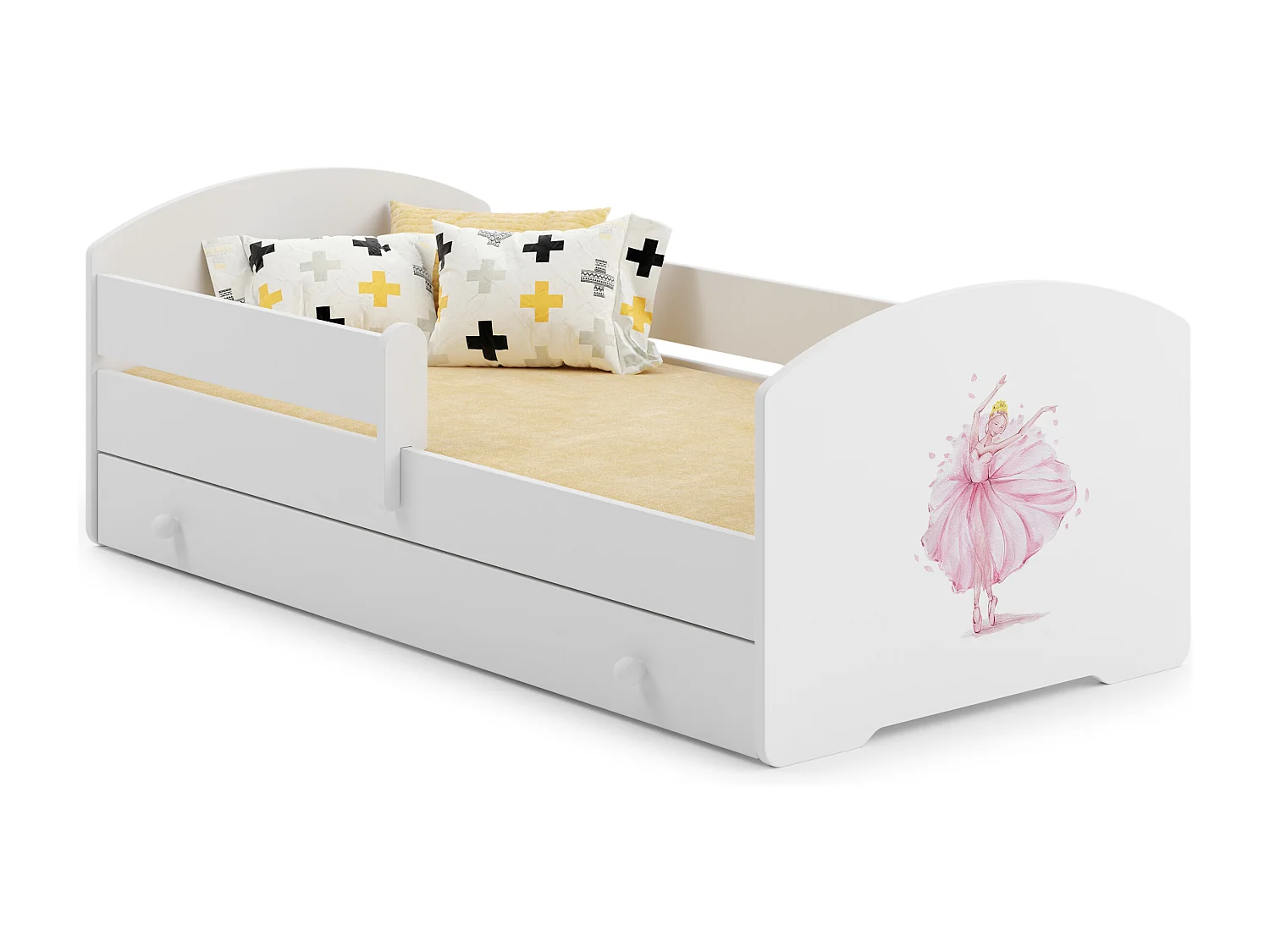 Cama de criança 160 x 80 com gaveta, colchão e estrado incluídos Kobi Luk Princess in a Crown