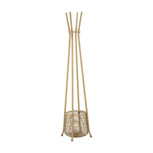 Bruine metalen kapstok met paraplubak, 49x49x175 cm