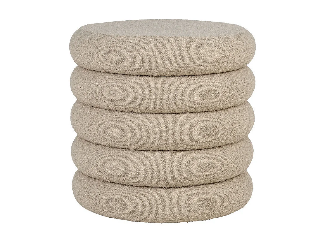 Brooklyn poef bouclé opslag Ø44cm beige.
