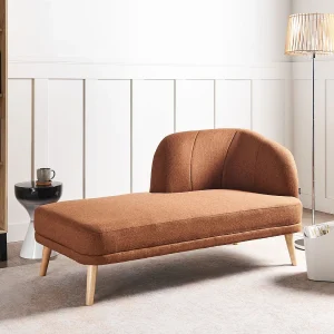 Chaise longue stof goudbruin rechtszijdig TANLAY Chaise longue stof goudbruin rechtszijdig TANLAY