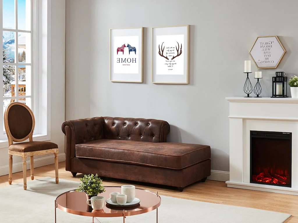 Chesterfield chaise longue links SHIREL microveze lived-in leer