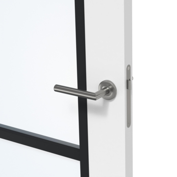 Arne & Bodil binnendeur ABB104 blank glas – wit afgelakt – glaslat diep zwart