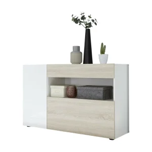 Buffet 1 lade en 2 deuren – Collectie KALO – Wit & Licht eiken – Elegantie en praktisch nut Buffet 1 lade en 2 deuren – Collectie KALO – Wit & Licht eiken – Elegantie en praktisch nut