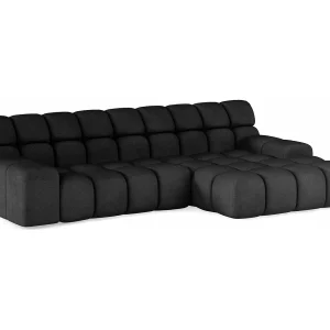CAMPILE hoekbank met modern design, 297×180 cm, hoge functionaliteit, comfortabele zit, kleur zwart, rechts CAMPILE hoekbank met modern design, 297×180 cm, hoge functionaliteit, comfortabele zit, kleur zwart, rechts