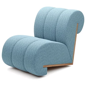 CATCH ME fauteuil, Comfortabele bekleding, 3D stof, Hoge weerstand, Houten details, Lichtblauwe kleur CATCH ME fauteuil, Comfortabele bekleding, 3D stof, Hoge weerstand, Houten details, Lichtblauwe kleur