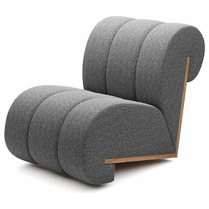 CATCH ME fauteuil, Comfortabele bekleding, 3D stof, Hoge weerstand, Houten details, Grijze kleur CATCH ME fauteuil, Comfortabele bekleding, 3D stof, Hoge weerstand, Houten details, Grijze kleur