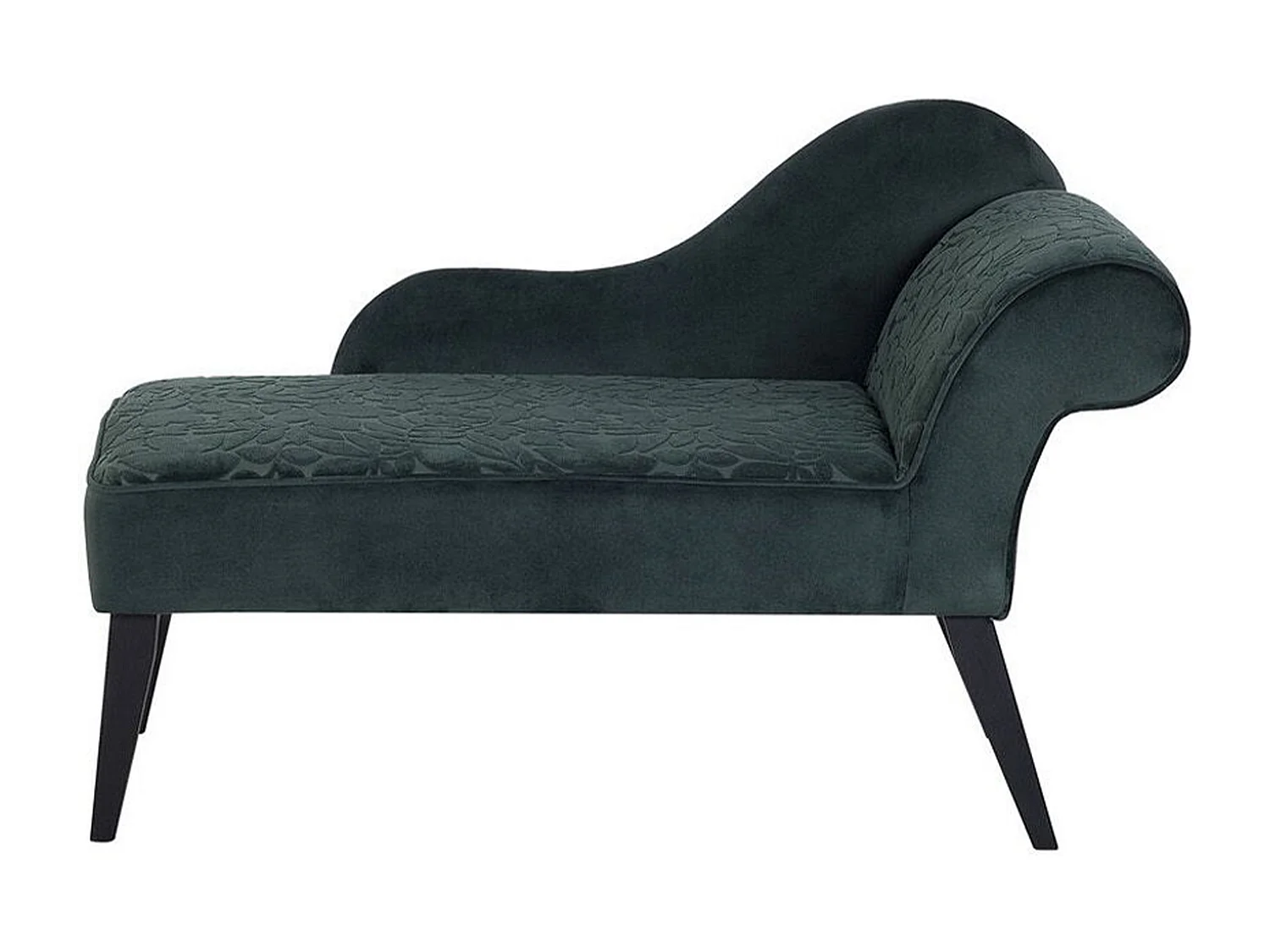 Chaise longue fluweel groen rechtszijdig BIARRITZ