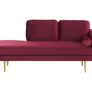 Chaise longue fluweel donkerrood rechtszijdig MIRAMAS Chaise longue fluweel donkerrood rechtszijdig MIRAMAS