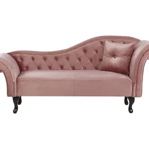 Chaise longue fluweel roze rechtszijdig LATTES Chaise longue fluweel roze rechtszijdig LATTES