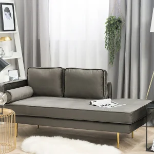 Chaise longue fluweel taupe linkszijdig MIRAMAS Chaise longue fluweel taupe linkszijdig MIRAMAS