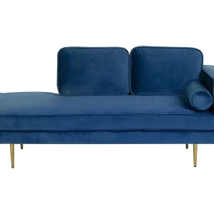 Chaise longue fluweel marineblauw rechtszijdig MIRAMAS Chaise longue fluweel marineblauw rechtszijdig MIRAMAS