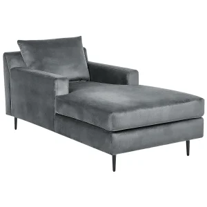 Chaise longue fluweel grijs GUERET Chaise longue fluweel grijs GUERET