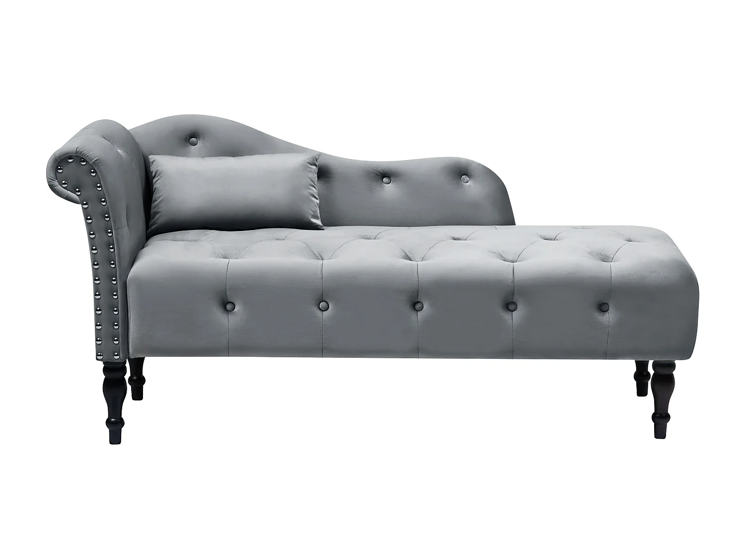 Chaise longue fluweel grijs linkszijdig IVRY