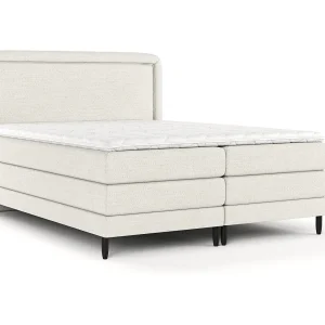 Boxspringbed met hoofdeinde van geweven stof – Dove – matras en dekmatras – 180×200 cm – creme Boxspringbed met hoofdeinde van geweven stof – Dove – matras en dekmatras – 180×200 cm – creme