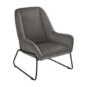 Casero | Fauteuil in fluweel zwart grijs Casero | Fauteuil in fluweel zwart grijs