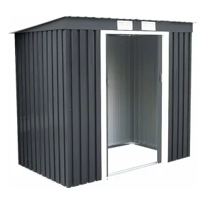 Buiten opslag tuinschuur met schuifdeur gereedschap tuinhuis 213 x 130 x 173cm (Donkergrijs) SF5504