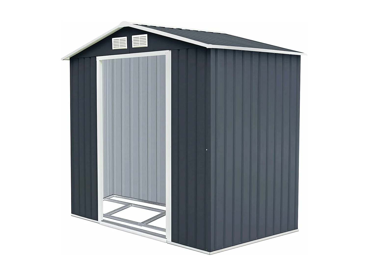 Buiten opslag tuinschuur met schuifdeur gereedschap tuinhuis 213 x 127 x 185cm (Donkergrijs)SF4101