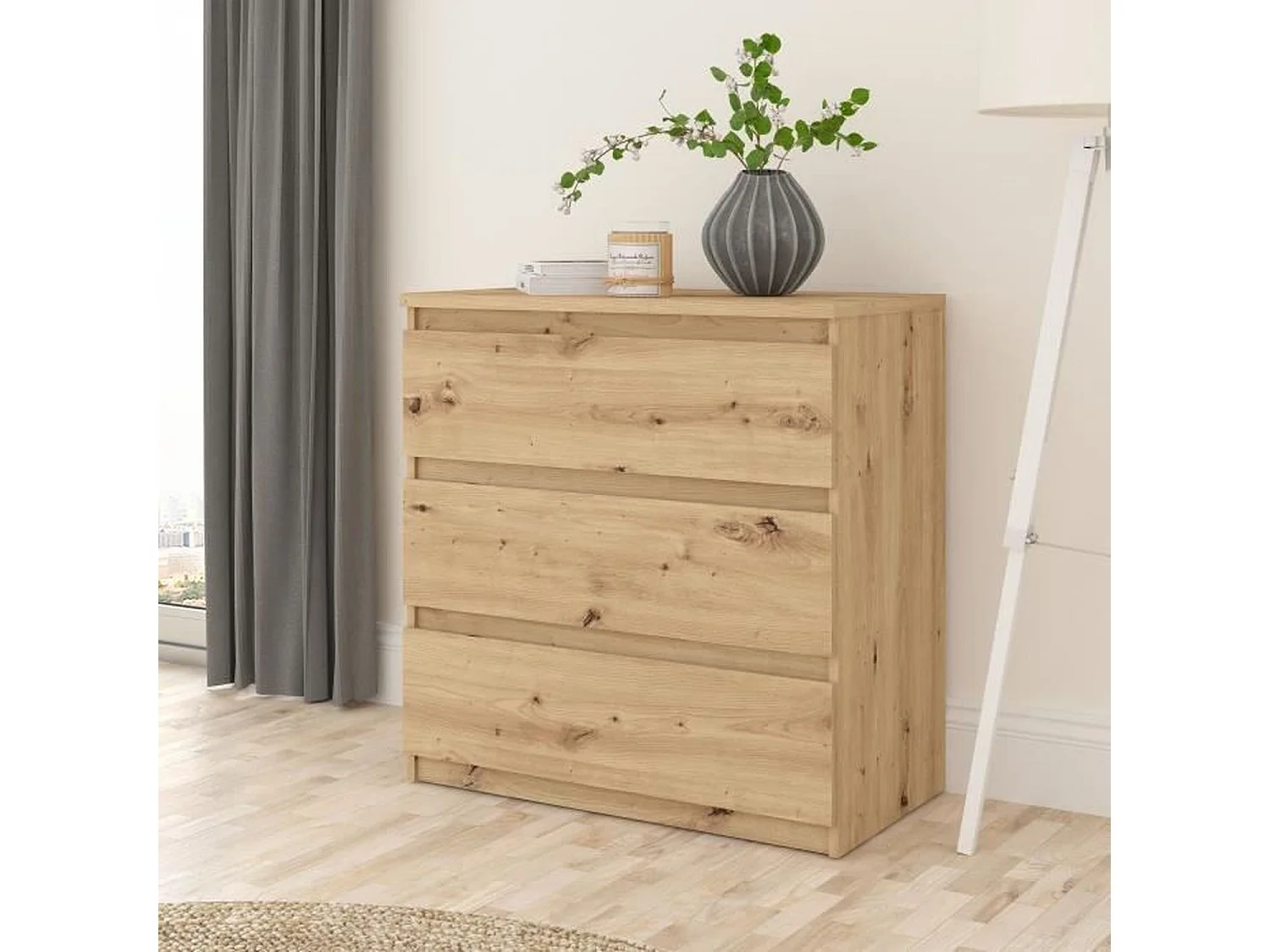 CHELSEA ladekast met 3 laden - 77,2 x 42 x 79,9 cm - ambachtelijk eikenhout