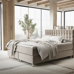 Boxspringbed met hoofdeinde van fluweelstof – Sorrento – matras en dekmatras – 200×200 cm – taupe Boxspringbed met hoofdeinde van fluweelstof – Sorrento – matras en dekmatras – 200×200 cm – taupe