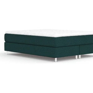 Boxspringbed met hoofdeinde van geweven stof – Sub – matras en dekmatras – 200×200 cm – groen Boxspringbed met hoofdeinde van geweven stof – Sub – matras en dekmatras – 200×200 cm – groen