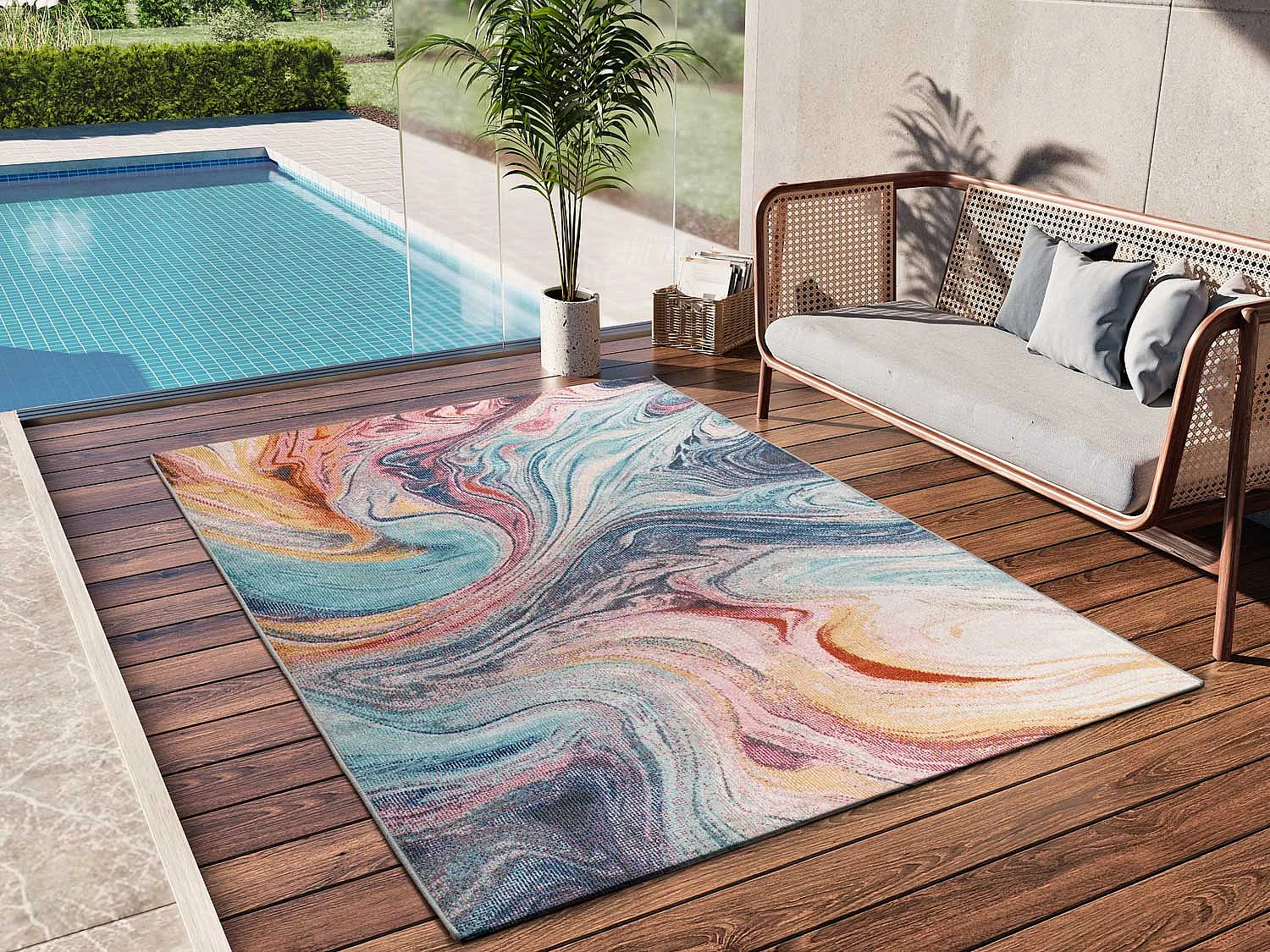 Buitentapijt - abstract - veelkleurig - 80x150 cm - SAMARA