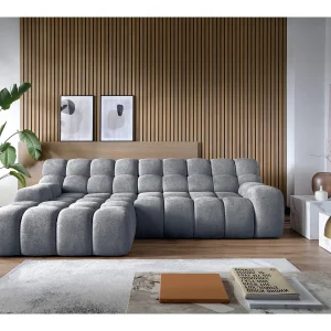 CAMPILE hoekbank met elektrisch verstelbare zitting, verstelbare hoofdsteunen, indeling links, 288x119x85 cm, kleur ash grey CAMPILE hoekbank met elektrisch verstelbare zitting, verstelbare hoofdsteunen, indeling links, 288x119x85 cm, kleur ash grey