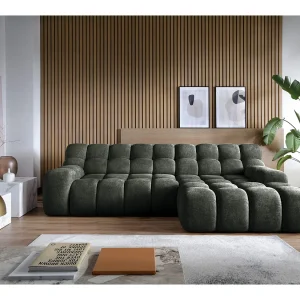 CAMPILE hoekbank met elektrisch verstelbare zitting, verstelbare hoofdsteunen, rechts indeling, 288x119x85 cm, kleur groen CAMPILE hoekbank met elektrisch verstelbare zitting, verstelbare hoofdsteunen, rechts indeling, 288x119x85 cm, kleur groen