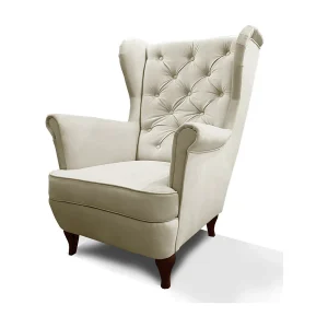 CHESTERFIELD-STOEL Falco beige met houten poten CHESTERFIELD-STOEL Falco beige met houten poten