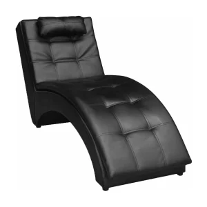 Chaise longue met kussen kunstleer zwart Chaise longue met kussen kunstleer zwart