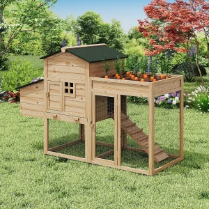 Kippenhok met omheining en moestuin – 4 kippen – H109 cm – Naturel – CAMPORA