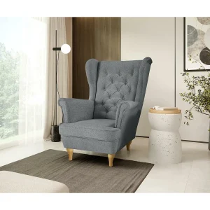 CHESTERFIELD-STOEL Falco grijs met beukenhouten poten CHESTERFIELD-STOEL Falco grijs met beukenhouten poten