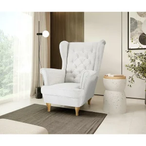 CHESTERFIELD-STOEL Falco lichtbeige met beukenhouten poten CHESTERFIELD-STOEL Falco lichtbeige met beukenhouten poten