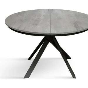 Cementgrijze ronde tafel, antraciet metalen poten 120-170cm – PANTELLERIA Cementgrijze ronde tafel, antraciet metalen poten 120-170cm – PANTELLERIA