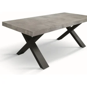 Cementgrijze houten tafel, antraciet poten, ext.180×90-260x90cm – AMALFI Cementgrijze houten tafel, antraciet poten, ext.180×90-260x90cm – AMALFI