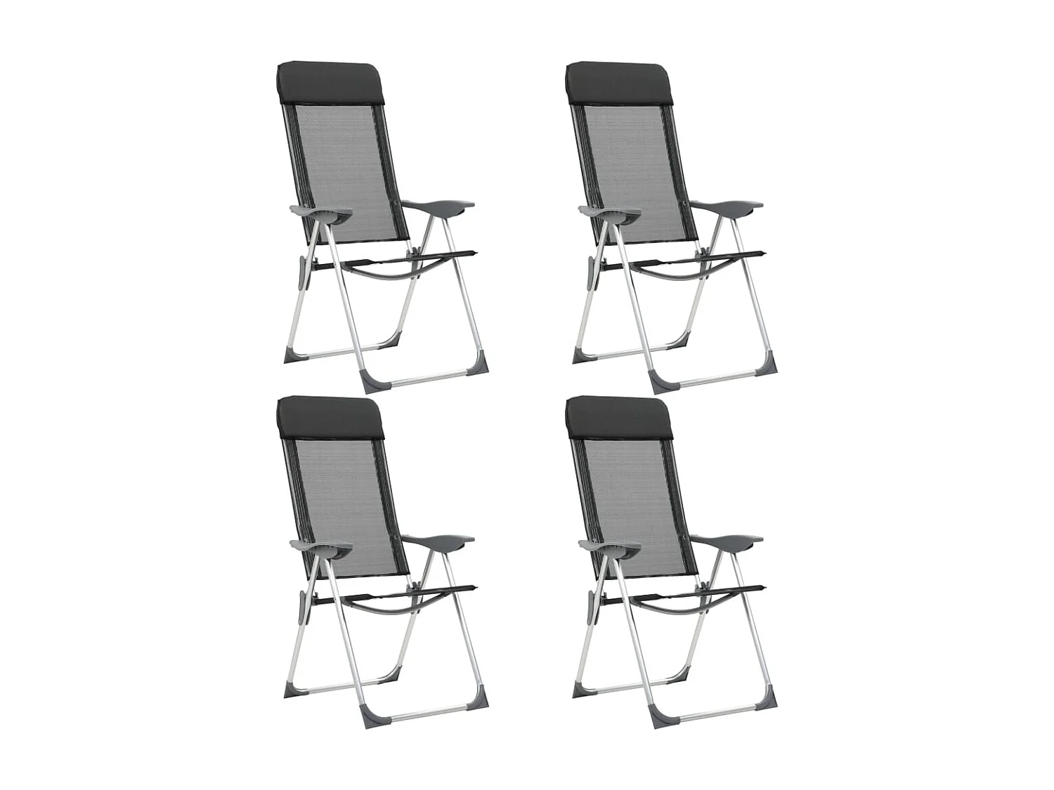 Campingstoelen inklapbaar aluminium zwart 4 st