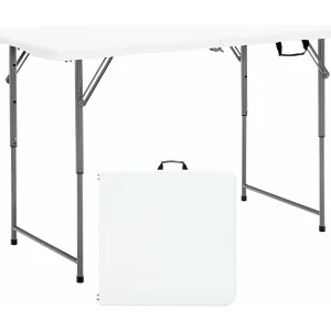 Campingtafel in hoogte verstelbaar, draagbare klaptafel, inklapbare tuintafel met handgreep, voor camping, bruiloft, feest, 120 x 60 x 74,5 cm Campingtafel in hoogte verstelbaar, draagbare klaptafel, inklapbare tuintafel met handgreep, voor camping, bruiloft, feest, 120 x 60 x 74,5 cm