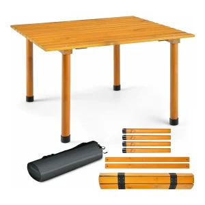 Campingtafel, oprolbare picknicktafel van hout, draagbare multifunctionele outdoortafel met draagtas voor strand, picknicks, vissen en feesten, 69 x 69 x 42 cm Campingtafel, oprolbare picknicktafel van hout, draagbare multifunctionele outdoortafel met draagtas voor strand, picknicks, vissen en feesten, 69 x 69 x 42 cm