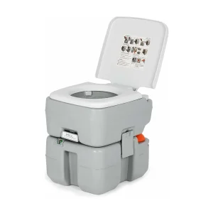 Campingtoilet van 20 + 10 liter, met afneembare afvalwatertank, campingtoilet, draagbaar, reistoilet, mobiel toilet voor reizen,camping en camper