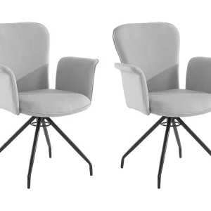 Carla | Fauteuil in lichtgrijze stof, 2 stuks