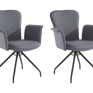 Carla | Fauteuil in antraciet stof, 2 stuks