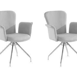Carla | Fauteuil in lichtgrijze stof, 2 stuks