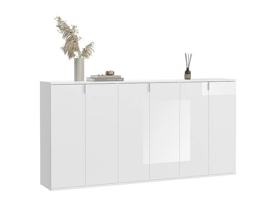 Buffet BODITE – 6 deuren – Hoogglans wit – Grote opbergkast