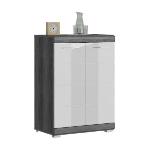 Buffet SCOTT – 2 deuren – Donkergrijs en wit – 60x85x37 cm